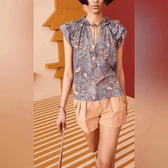 Ulla Johnson Floral Print Top - Black, Cream, Pink - Picture 2 of 10